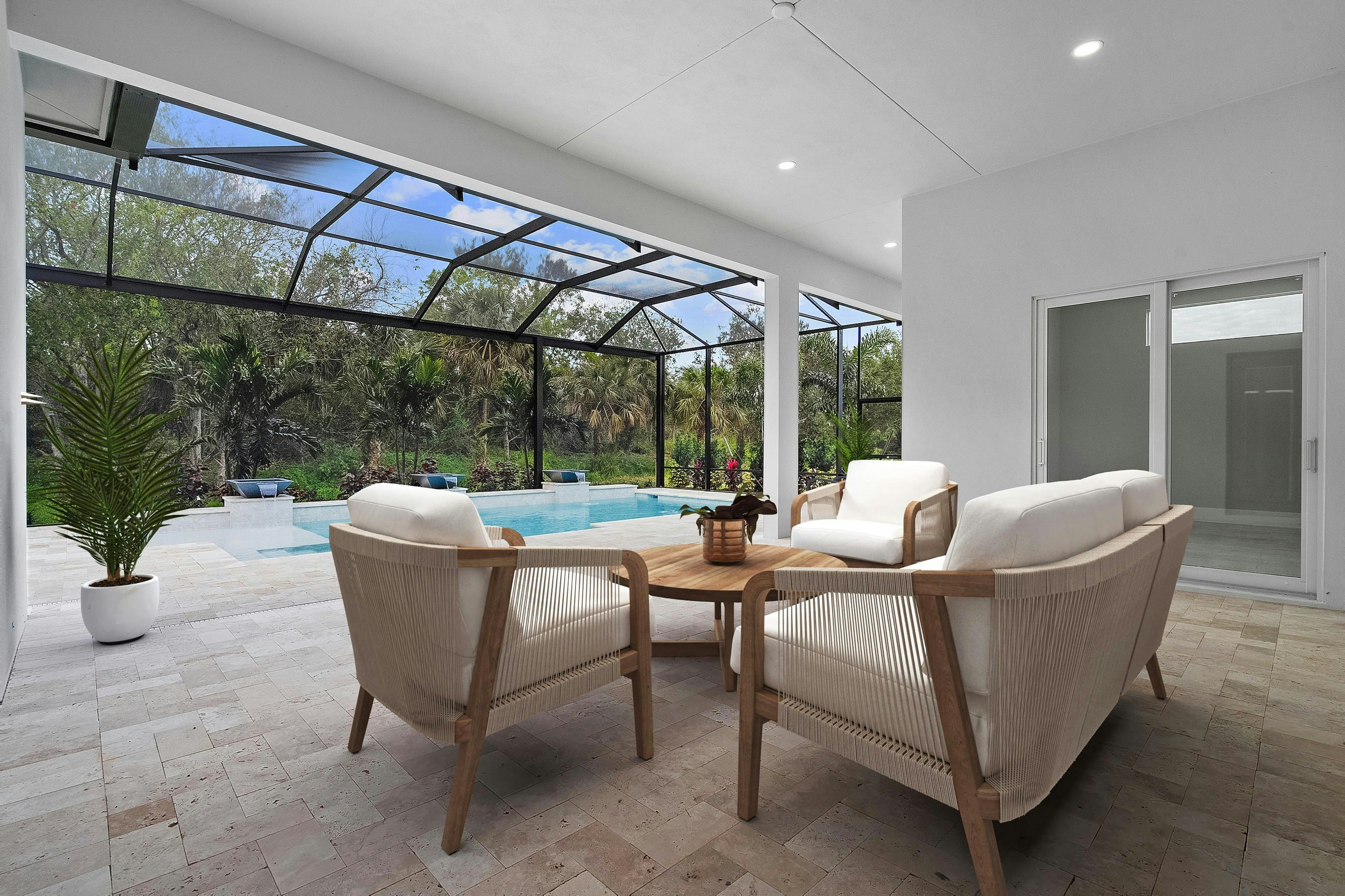 Lanai and Screened Pool Virtually Staged | Somerset Move-in Ready shown for reference