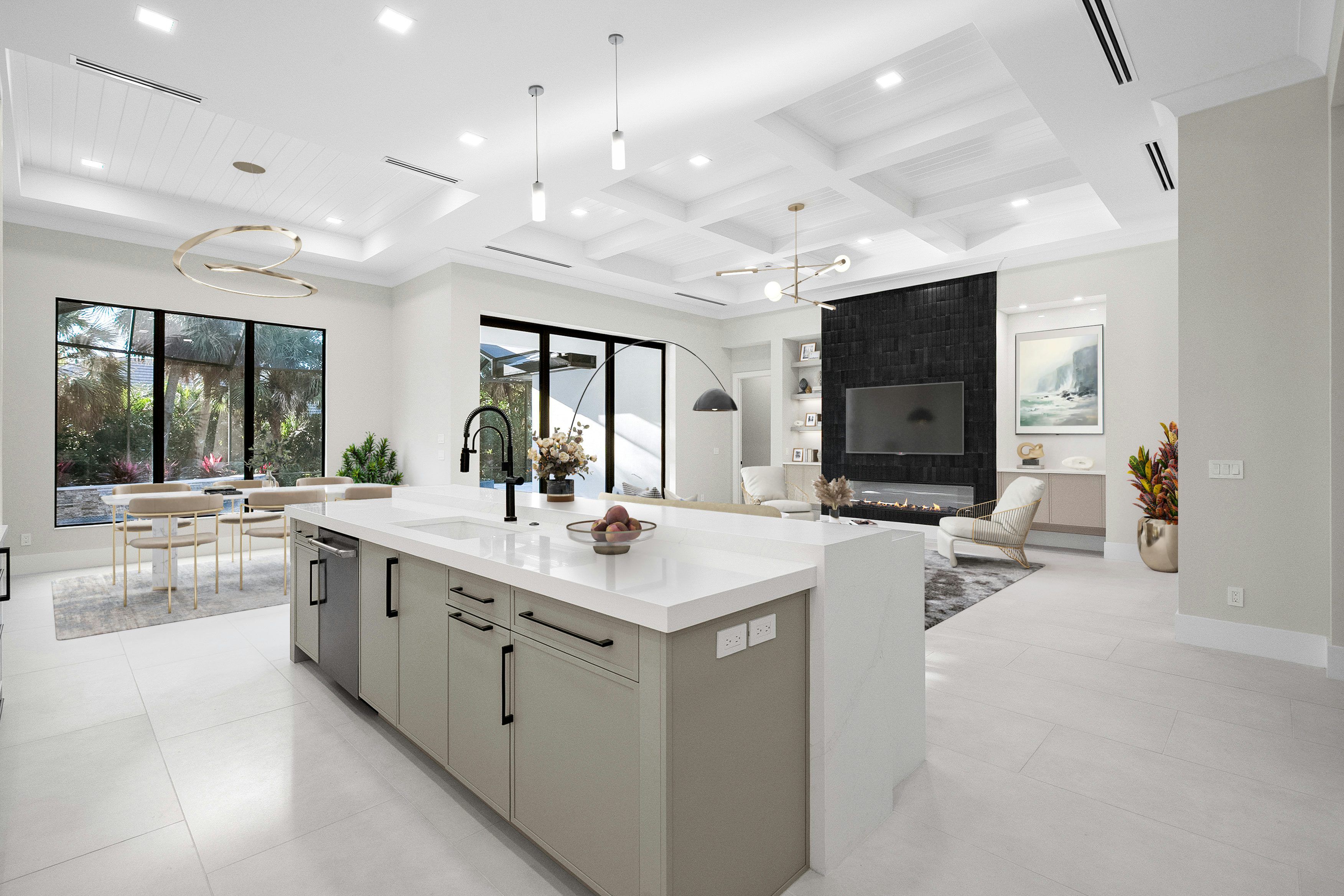 Kitchen to Great Room Virtually Rendered | 9193 Seaglass Ct