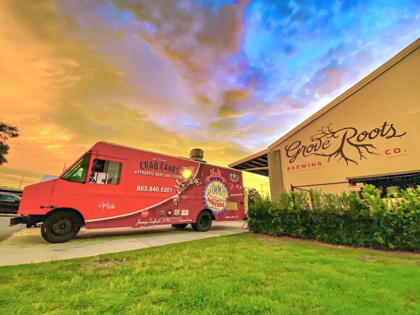 Jimmy’s Famous Seafood food truck at Grove Roots Brewing in Winter Haven