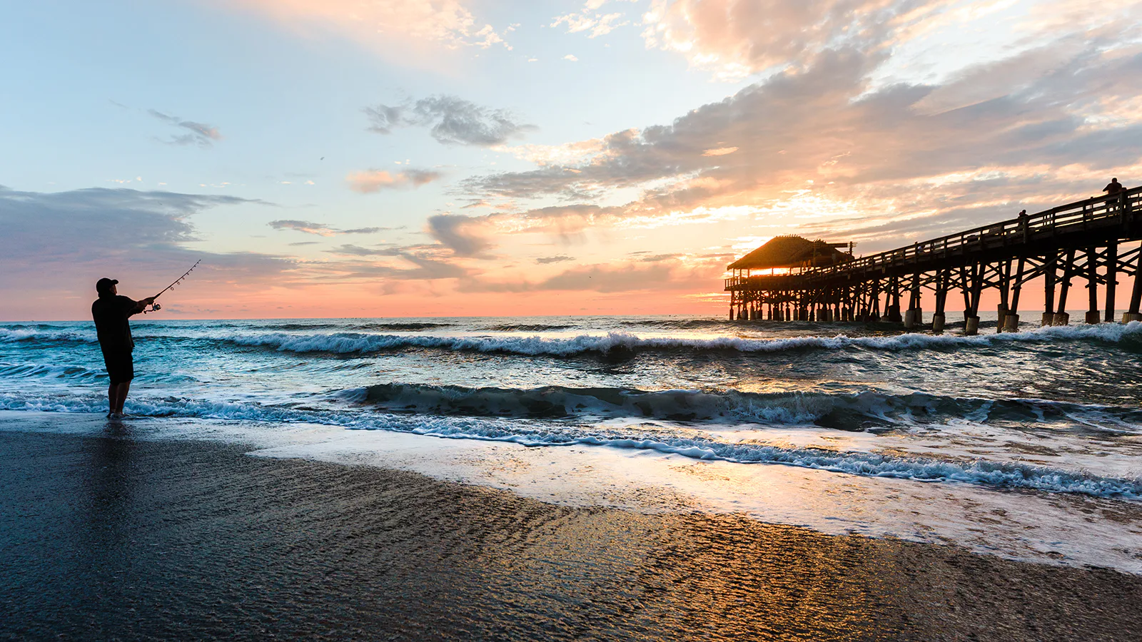 Fishing by a pier on Florida's Space Coast