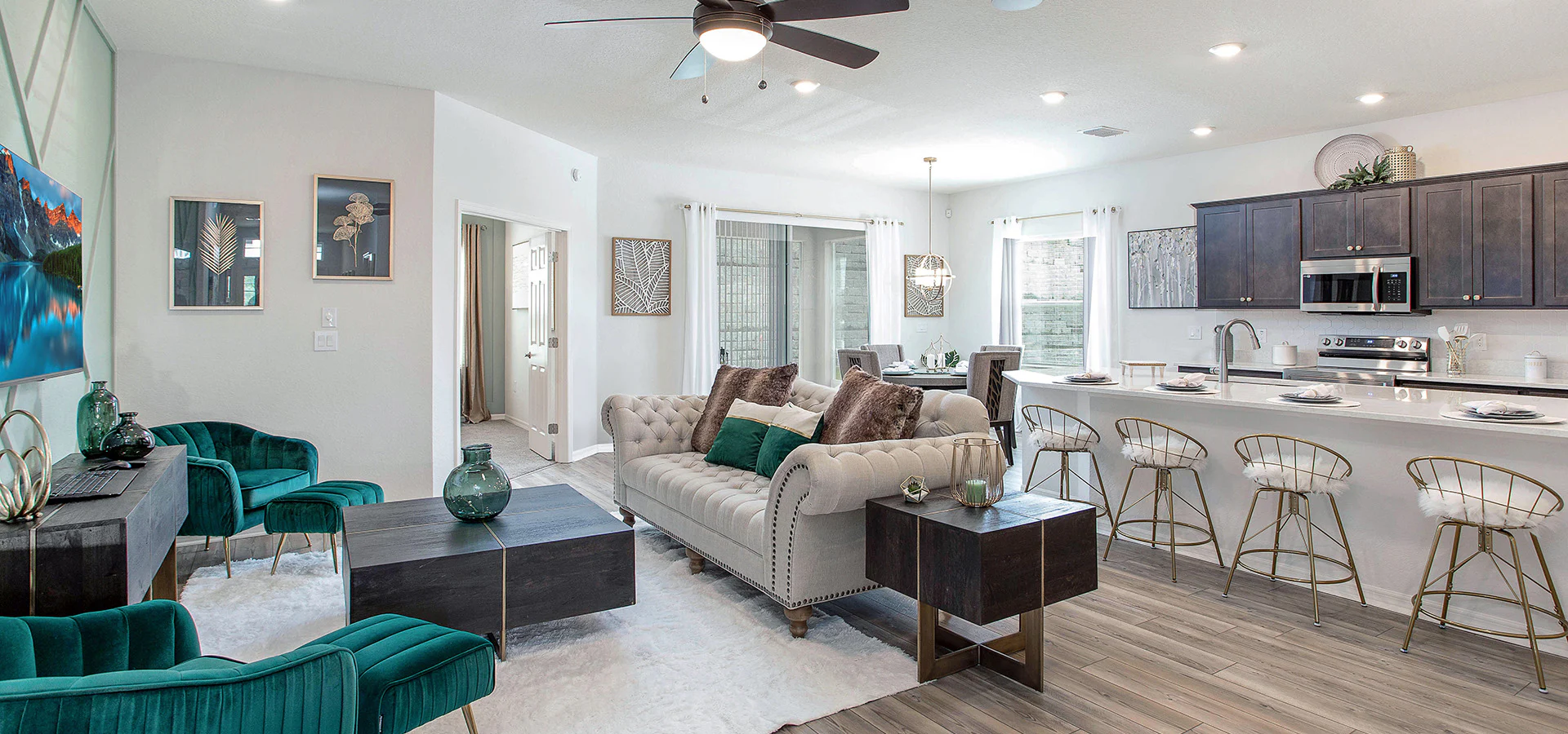 Living area of a model home at Geneva Landings in Davenport, FL